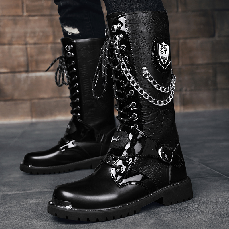 Motorcycle Chain - Stivali casual da uomo taglie forti,
